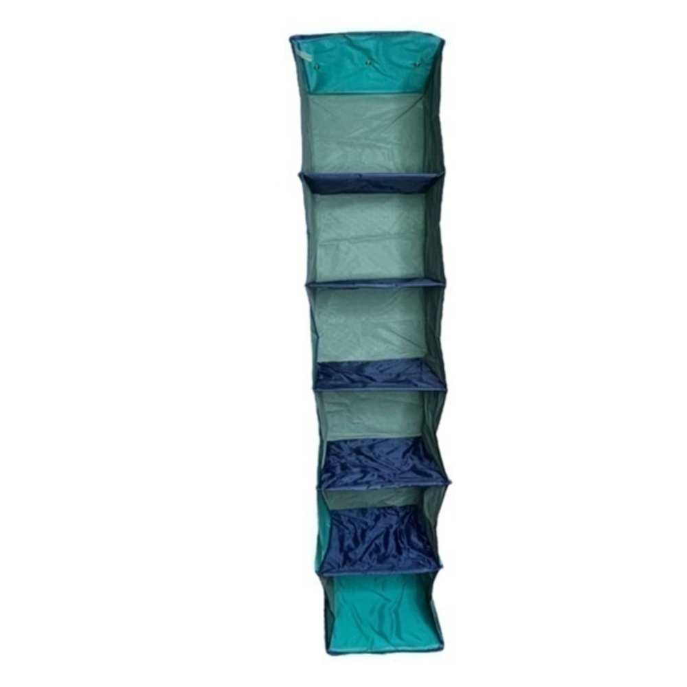 Storage 6 Shelf Organizer‎ Space Saver Blue Fabric Over Closet Rod Hanging